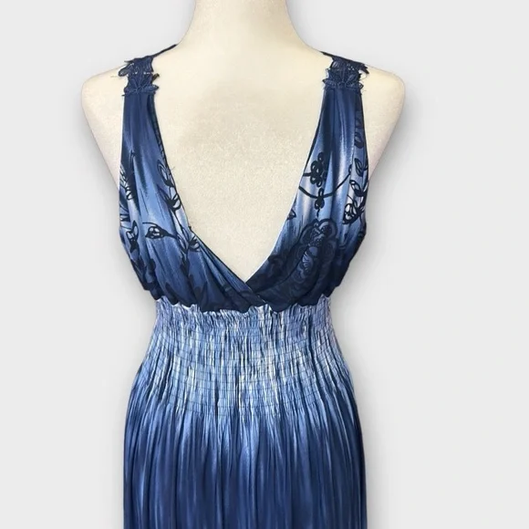 CM Resort Wear Beach Maxi Haltar Dress Blue Size XL - Picture 11 of 12